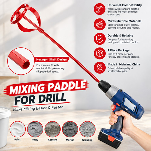Red drill mixer paddle - red,